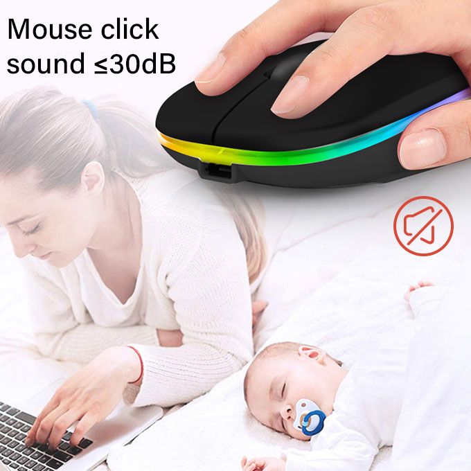 LED 2.4G Rechargeable Wireless Mouse Black