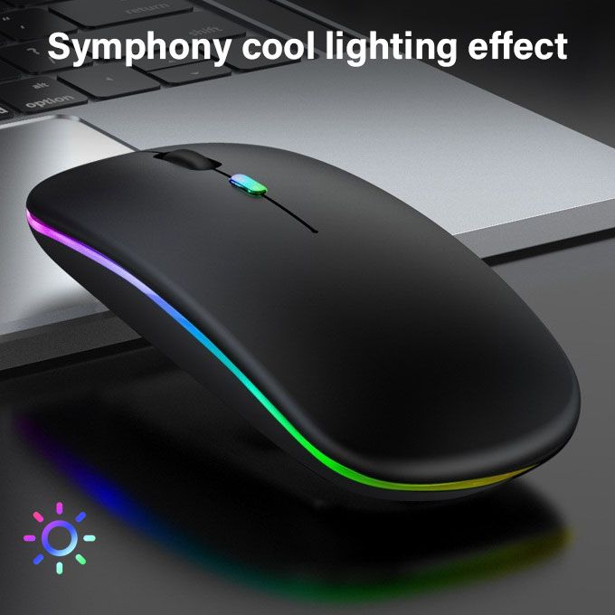 LED 2.4G Rechargeable Wireless Mouse Black