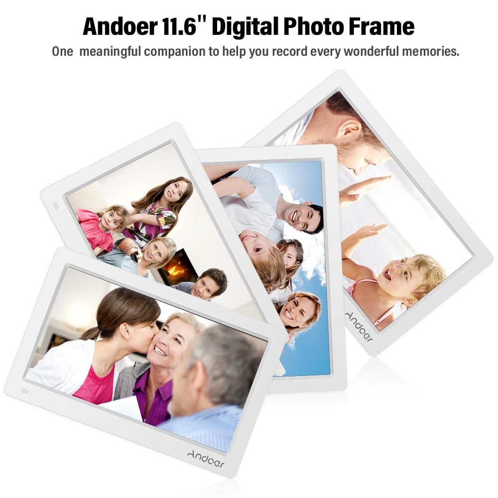 Andoer 11.6 Inch Digital Photo Picture Frame FHD 1920*1080  IPS Screen Support Calendar/Clock/MP3/Photos/1080P Video  Player with Remote Control 8GB Memory Card