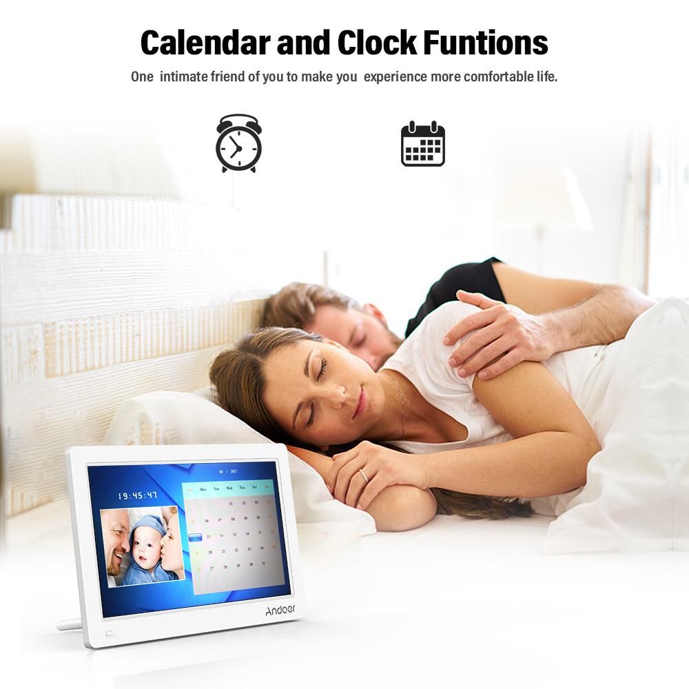 Andoer 11.6 Inch Digital Photo Picture Frame FHD 1920*1080  IPS Screen Support Calendar/Clock/MP3/Photos/1080P Video  Player with Remote Control 8GB Memory Card