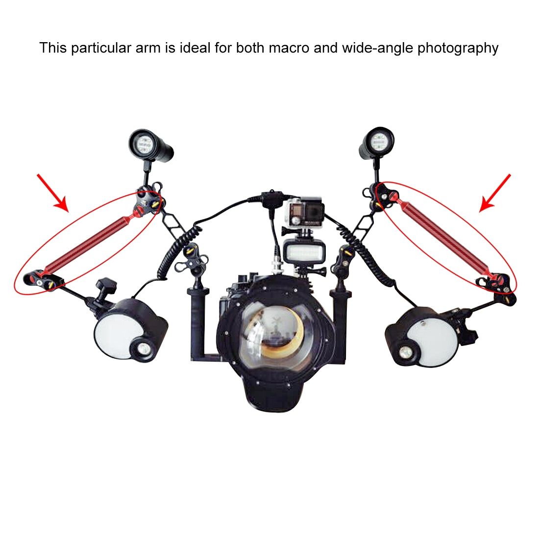 PULUZ  9 Inch 22.8cm Length 20.8mm Diameter Dual Balls Carbon Fiber Floating Arm, Ball Diameter: 25mm(Red)