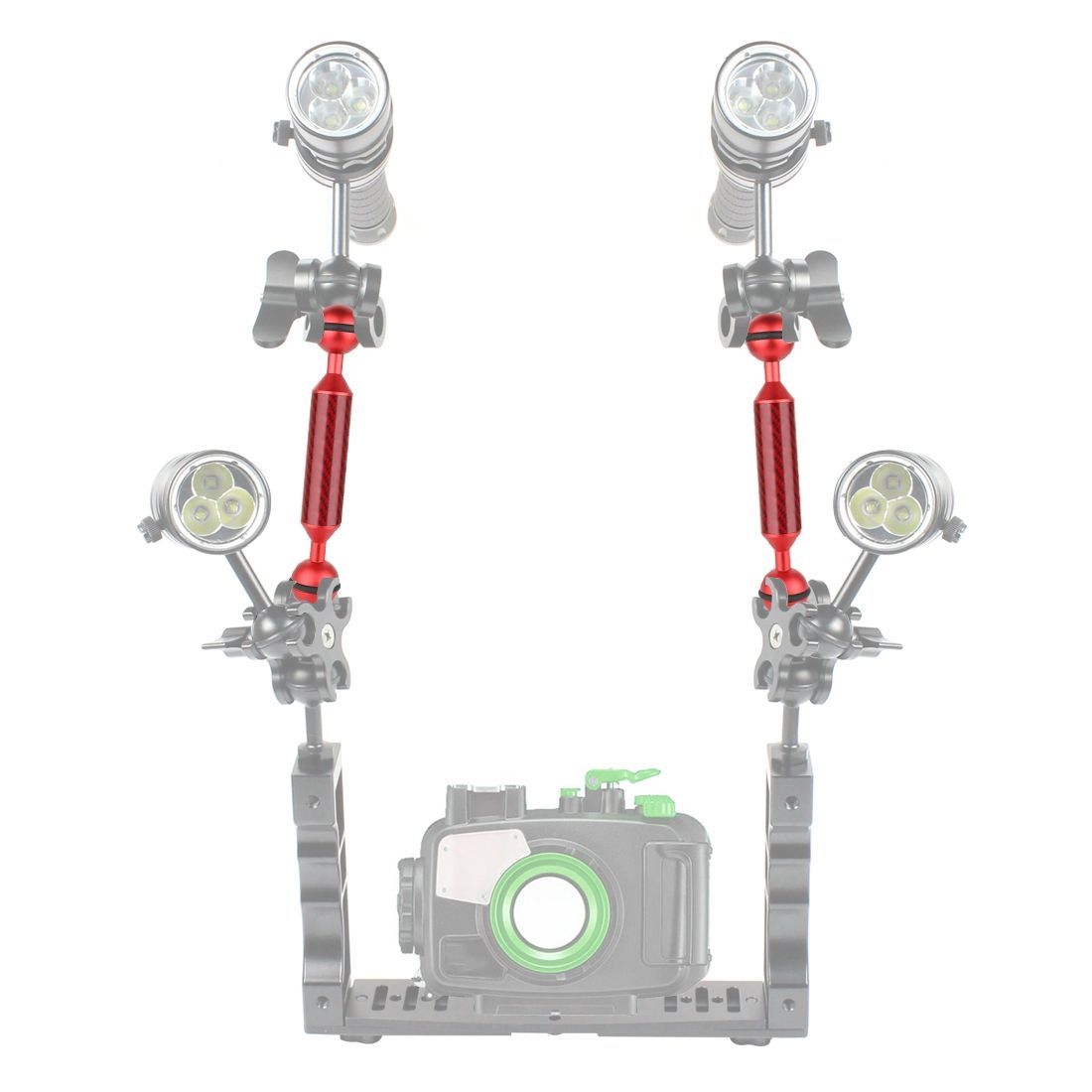 PULUZ  9 Inch 22.8cm Length 20.8mm Diameter Dual Balls Carbon Fiber Floating Arm, Ball Diameter: 25mm(Red)