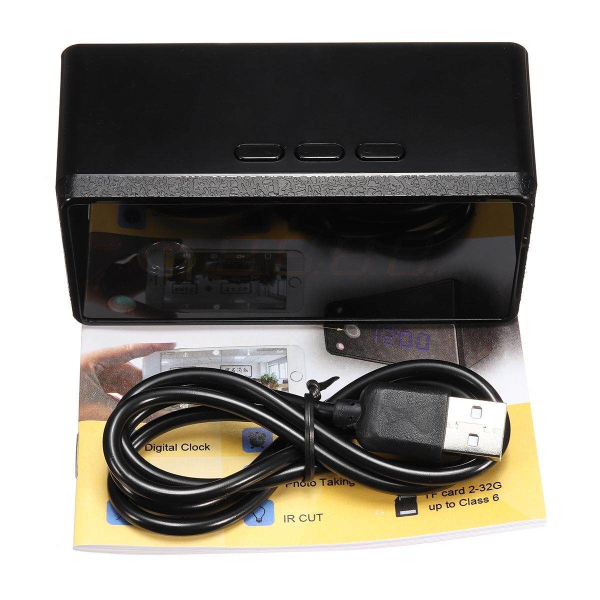 HD 720P Wireless Wifi Hidden Camera Motion Security Alarm Clock DV Recorder Black