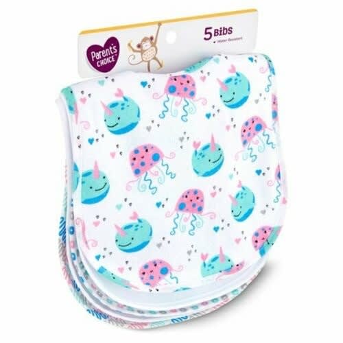 Baby Print Bib Set - 5 Pieces