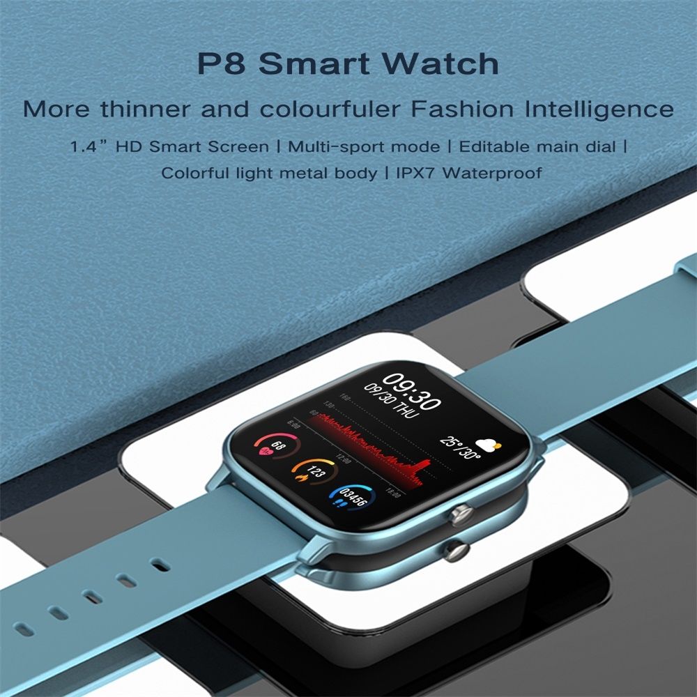 P8 1.4 Inch Color Screen Smart Watch IPX7 Waterproof,Support Call Reminder /Heart Rate Monitoring/Sleep Monitoring/Blood Pressure Monitoring/Blood Oxygen Monitoring(Black)