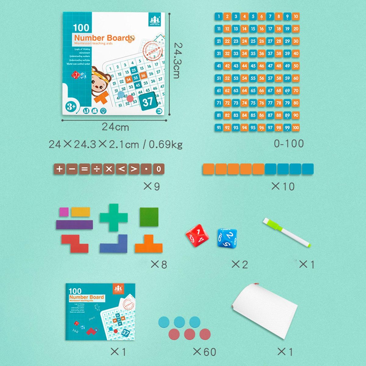 Math Toy Motor Skill Hundred Digital Board Activity For Children Kids