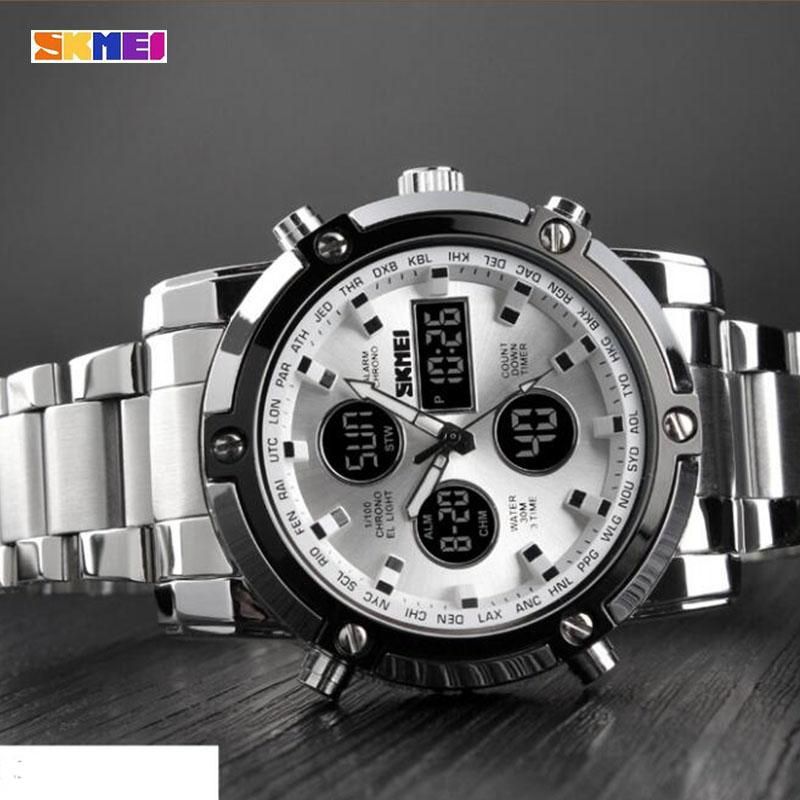 Mens Watches Top Luxury Brand Sports Watch   Countdown Stainless Steel Strap Quartz Wristwatches Men Clock Relogio Masculino 1389