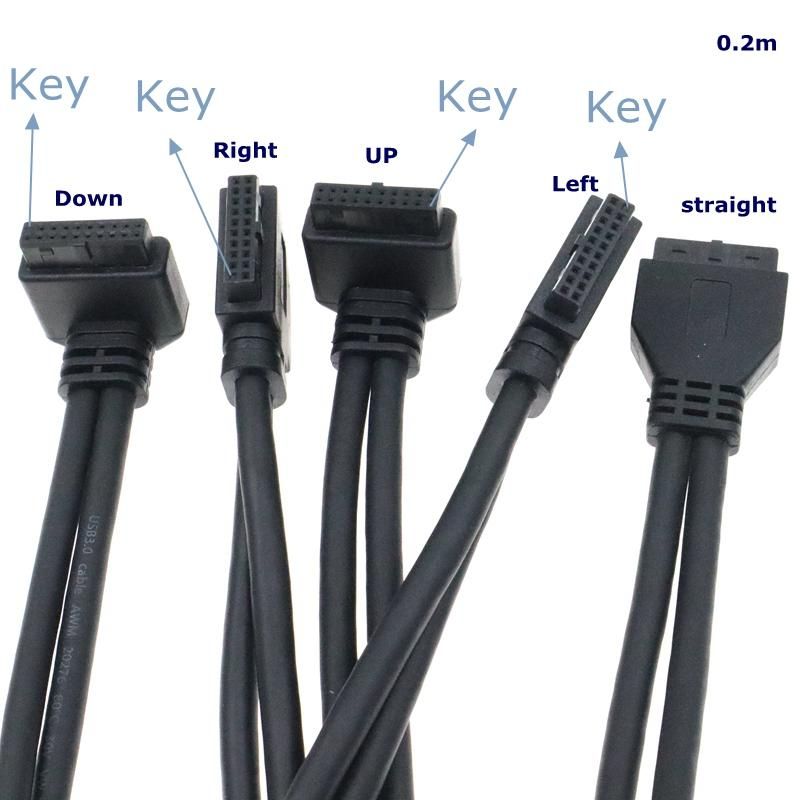 Best Quality Chassis Front Elbow 90 Degree 20P/19Pin Extension Cable Motherboard F-USB3.0 pin IDC Male to Female M/F Data Cable