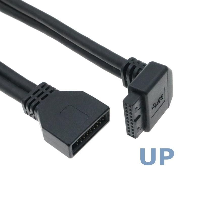 Best Quality Chassis Front Elbow 90 Degree 20P/19Pin Extension Cable Motherboard F-USB3.0 pin IDC Male to Female M/F Data Cable