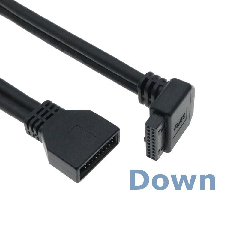 Best Quality Chassis Front Elbow 90 Degree 20P/19Pin Extension Cable Motherboard F-USB3.0 pin IDC Male to Female M/F Data Cable