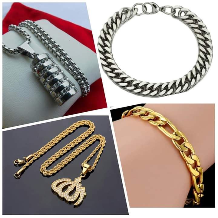 Exclusive Gold & Silver Hand ChaIn & Necklace (4 In 1)