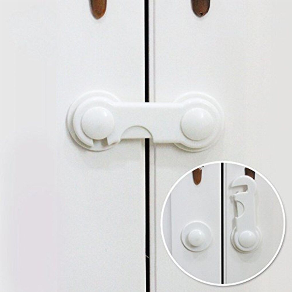Plastic Baby Safety Lock Door Drawers Wardrobe Toddler Kids Safety Cover Closet Door Latch Solid Color Locks Straps Infant Baby