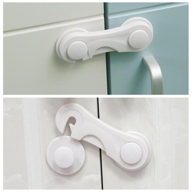 Plastic Baby Safety Lock Door Drawers Wardrobe Toddler Kids Safety Cover Closet Door Latch Solid Color Locks Straps Infant Baby