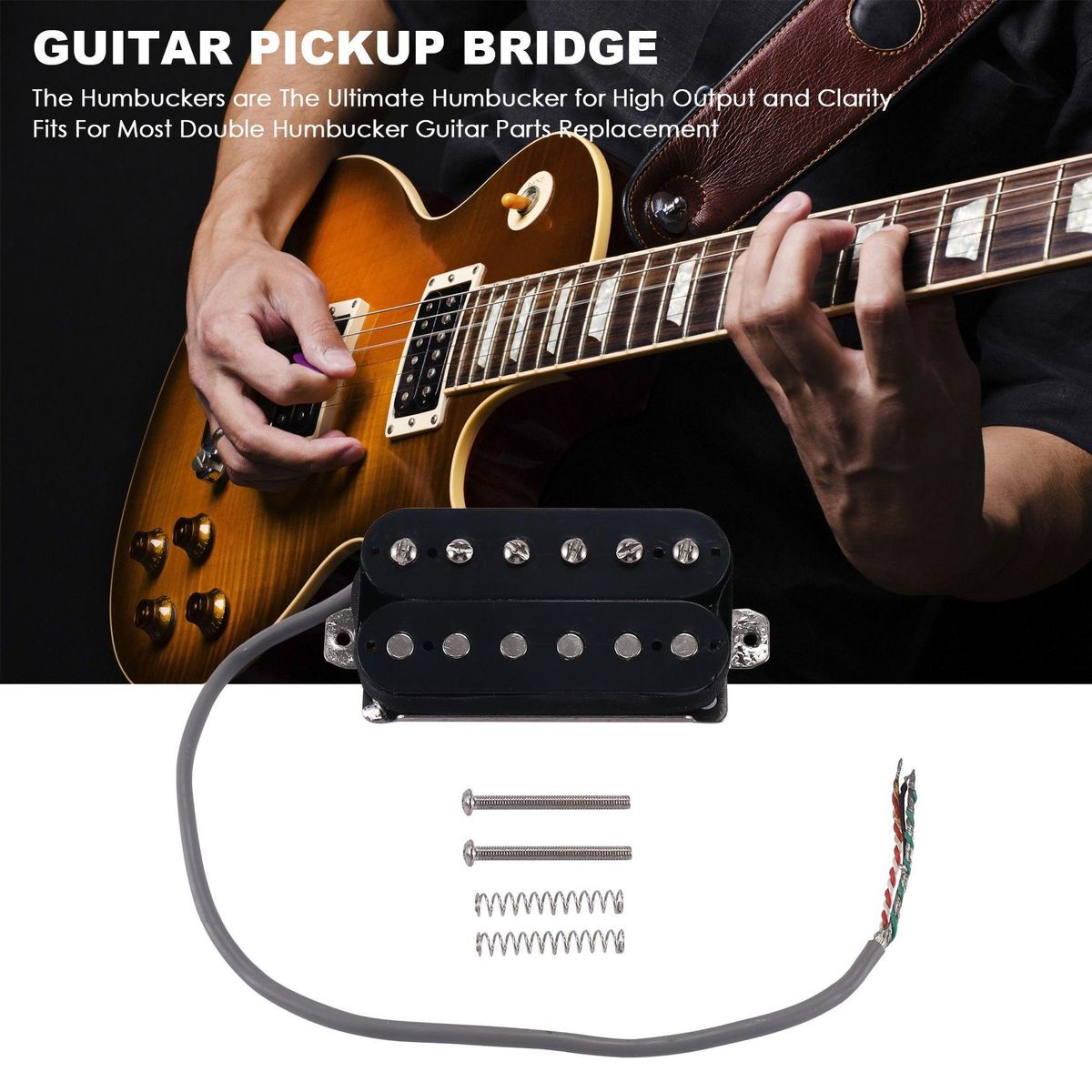 Electric Guitar Humbucker Pickups Bridge Alnico V Black