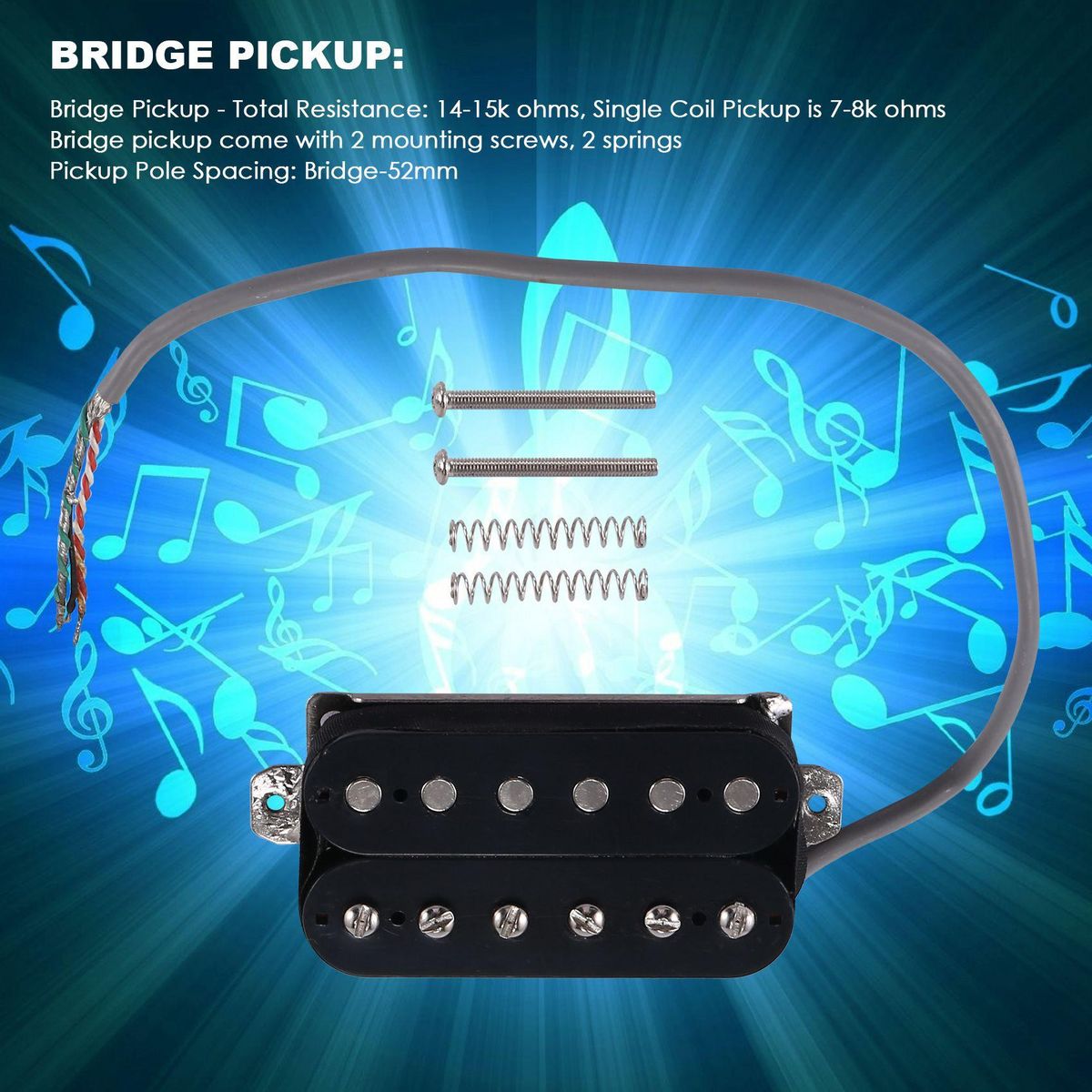 Electric Guitar Humbucker Pickups Bridge Alnico V Black