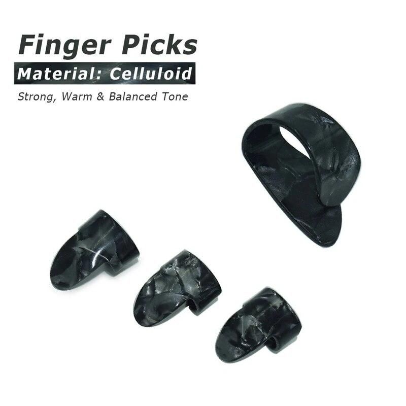 Guitar Slide Set Of 1 Glass Slide, 1 Steel Slide and 1 Brass Guitar Slide, 6 Pcs Guitar Picks and 4 Finger Picks