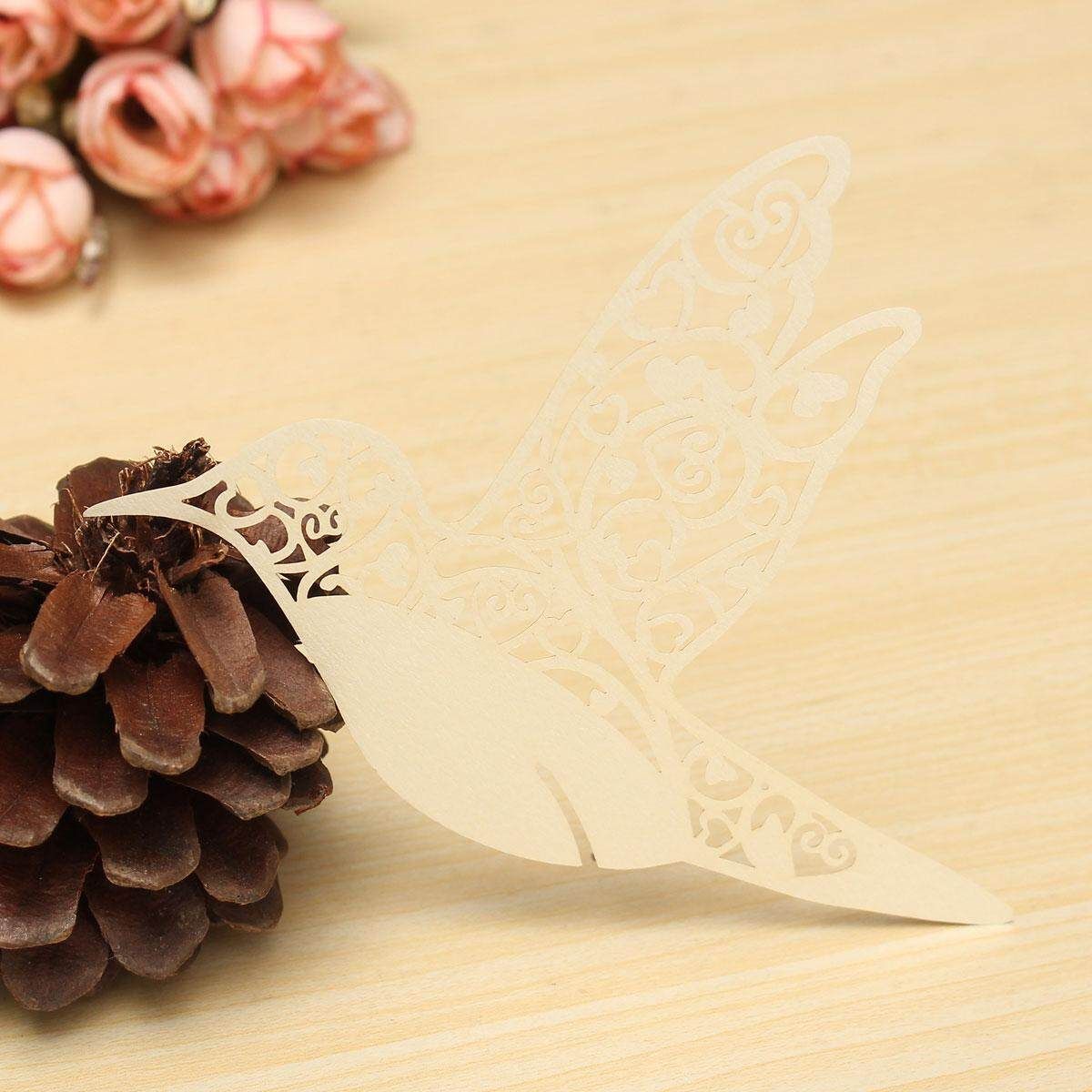 10pcs Flying Bird Invitation Cut Wedding Party Table Name Place Card Decoration Milky White (ivory White)