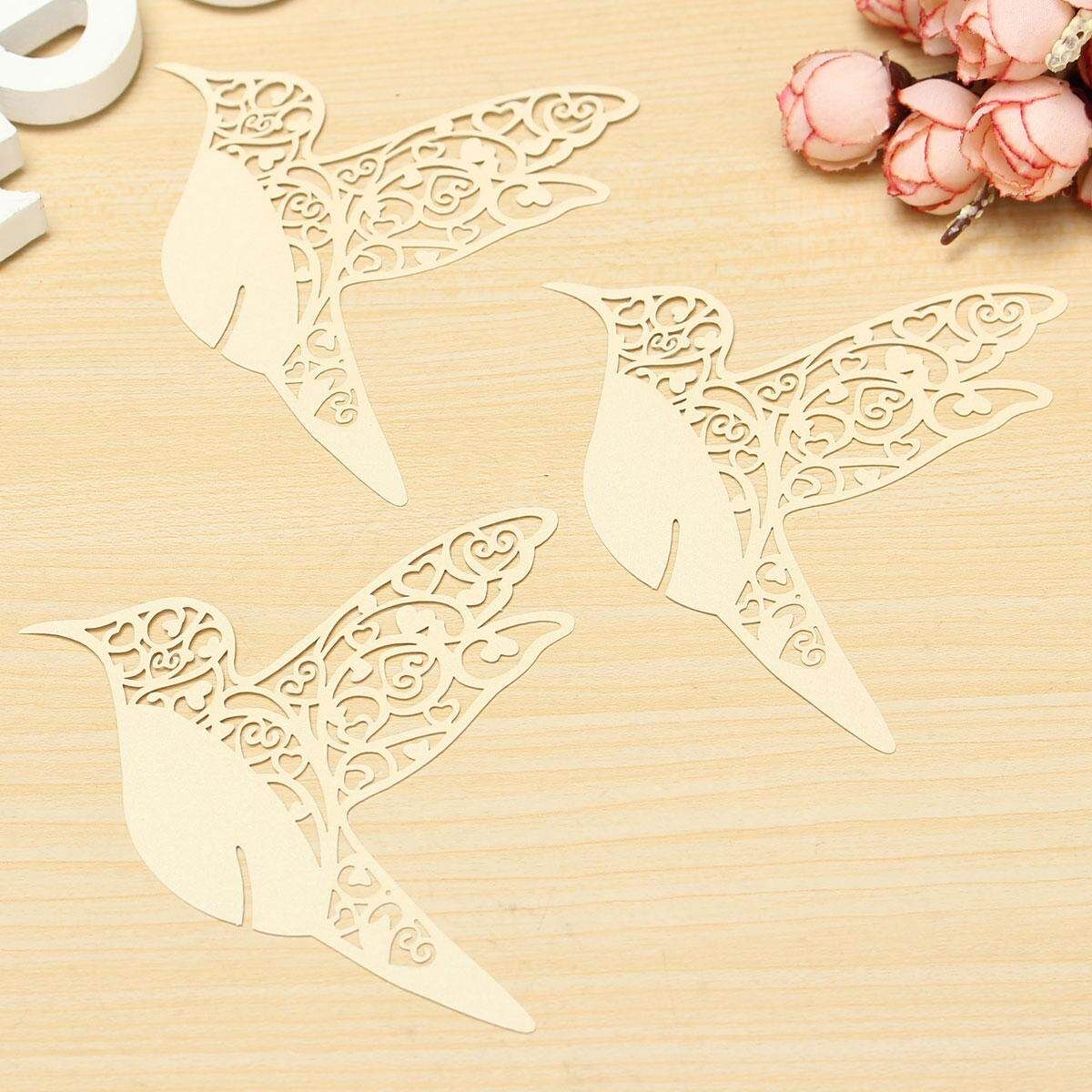 10pcs Flying Bird Invitation Cut Wedding Party Table Name Place Card Decoration Milky White (ivory White)