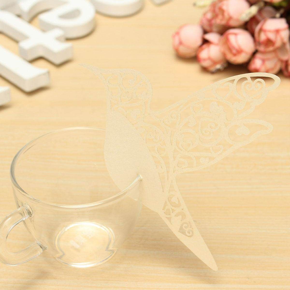 10pcs Flying Bird Invitation Cut Wedding Party Table Name Place Card Decoration Milky White (ivory White)