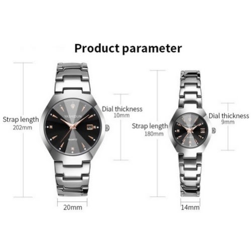 Non Fading Couple's Wristwatch - Black & Silver