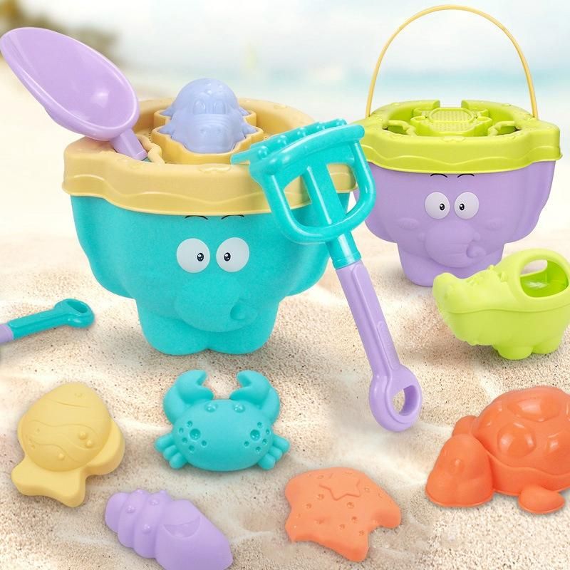 Soft Plastic Elephant Beach Toys for Kids Sand Bucket Rake
