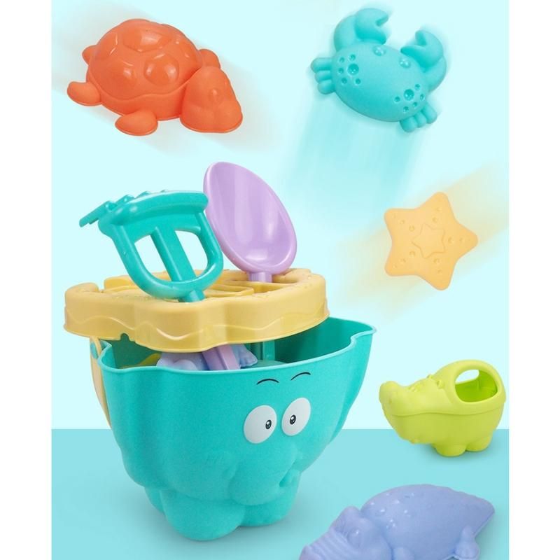 Soft Plastic Elephant Beach Toys for Kids Sand Bucket Rake