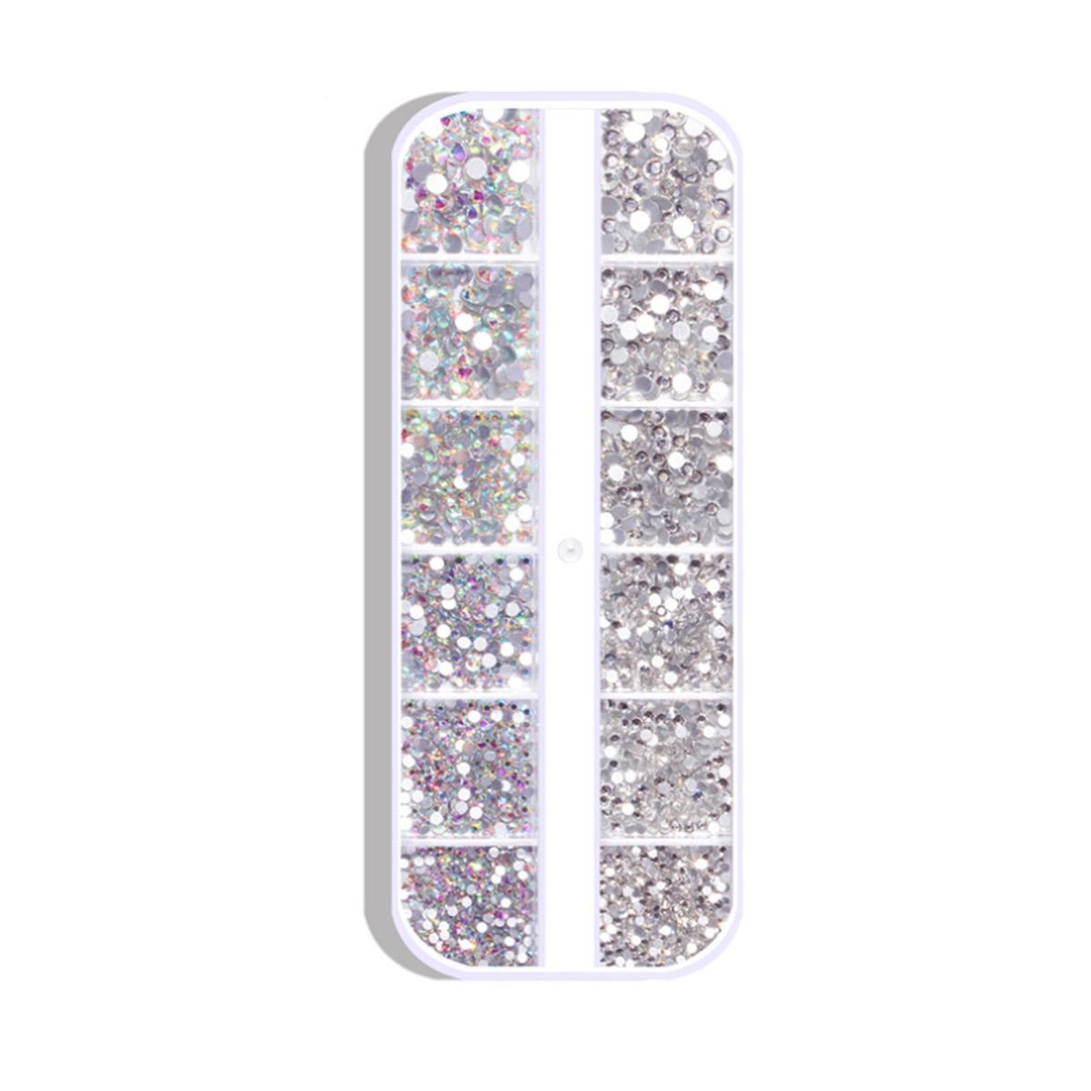 1800 Pcs Nail Arts Rhinestone Kit Crystal AB Decoration Gems 6 Sizes (1.6-4 mm) Round Iridescent Glass Flatback Glitter Diamond Charms Gem Stone For 3D Craft Jewelry DIY