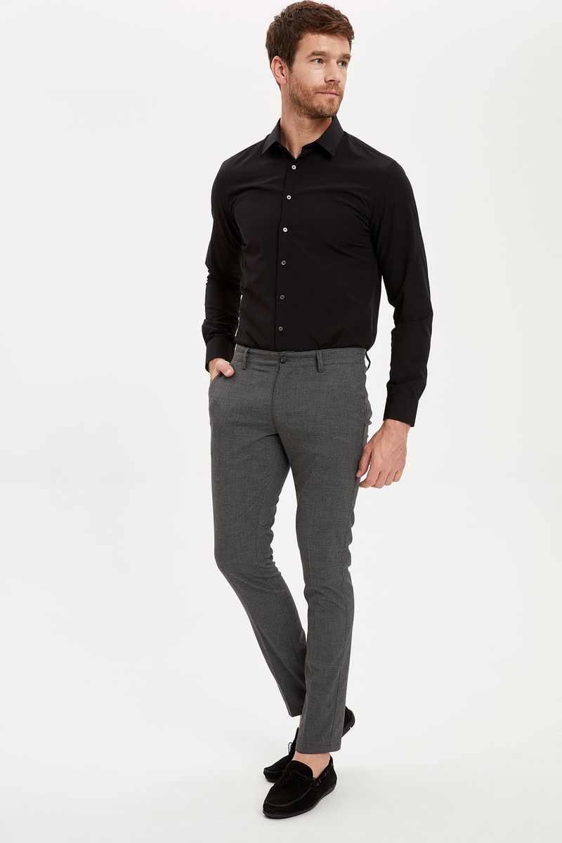 Man Smart Casual Tailored Fit Woven Trousers - Anthracite