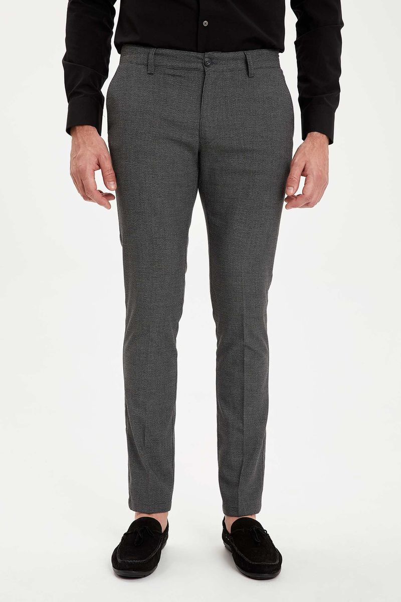 Man Smart Casual Tailored Fit Woven Trousers - Anthracite
