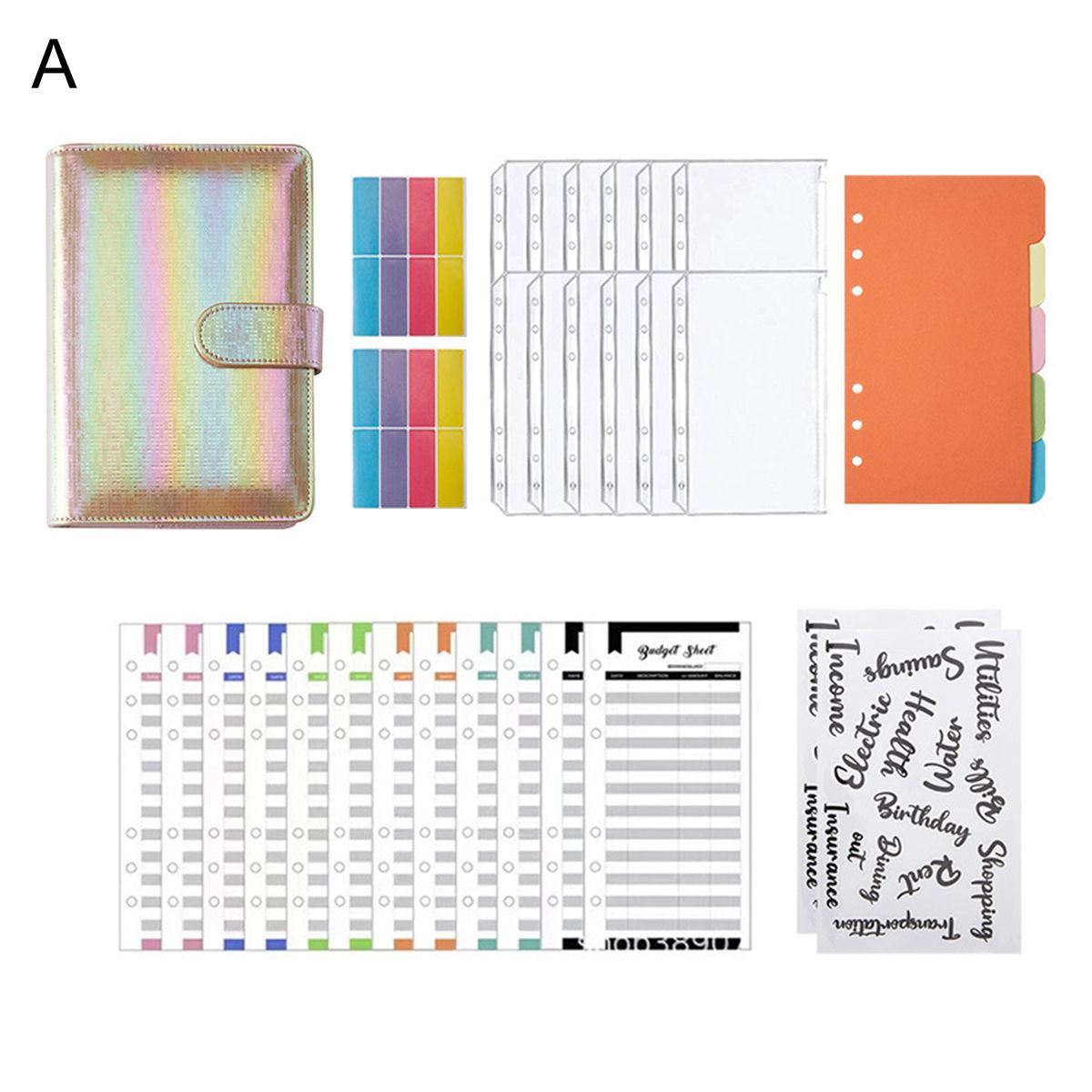 1 Set Budget Notebook Cash Envelopes System Notebook A