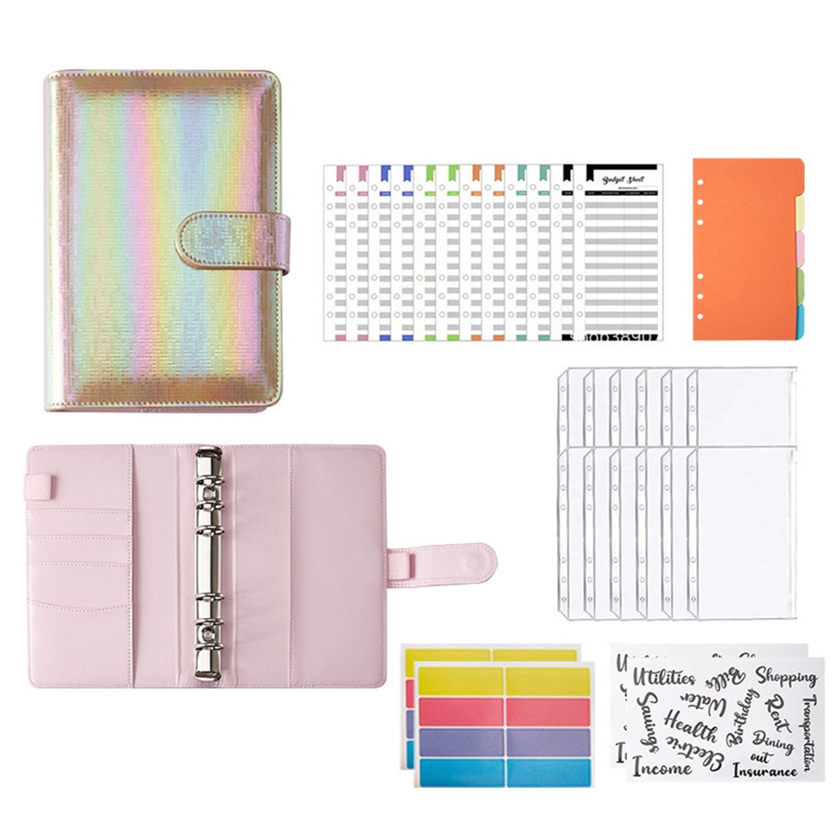1 Set Budget Notebook Cash Envelopes System Notebook A
