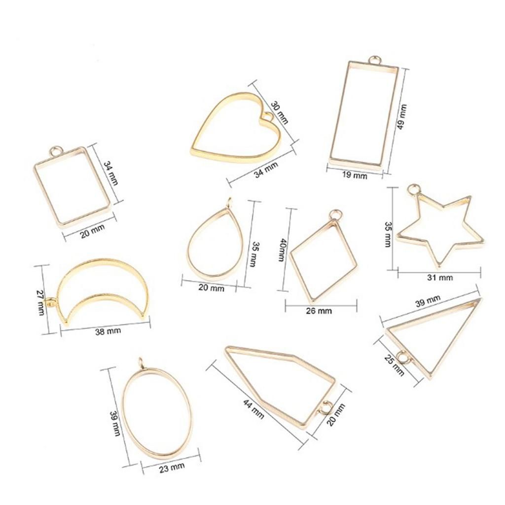 30PCS Metal Hollow Frame Pendants Resin Jewelry Bezels