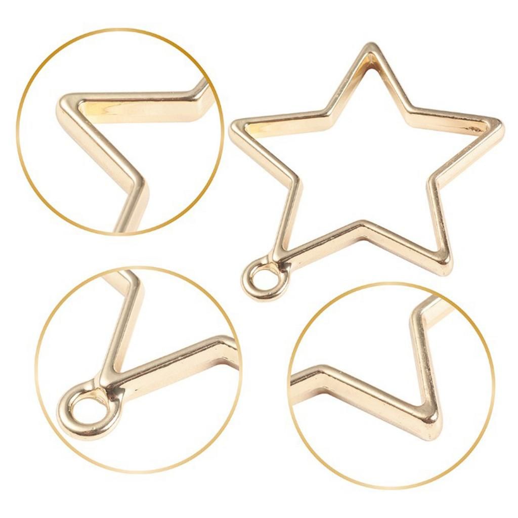 30PCS Metal Hollow Frame Pendants Resin Jewelry Bezels