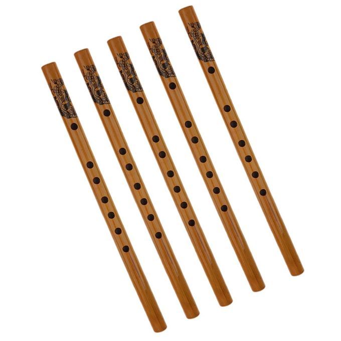 Pack Of 5 Bamboo Flutes Xiaos Dizi 33cm Traditional Woodwind