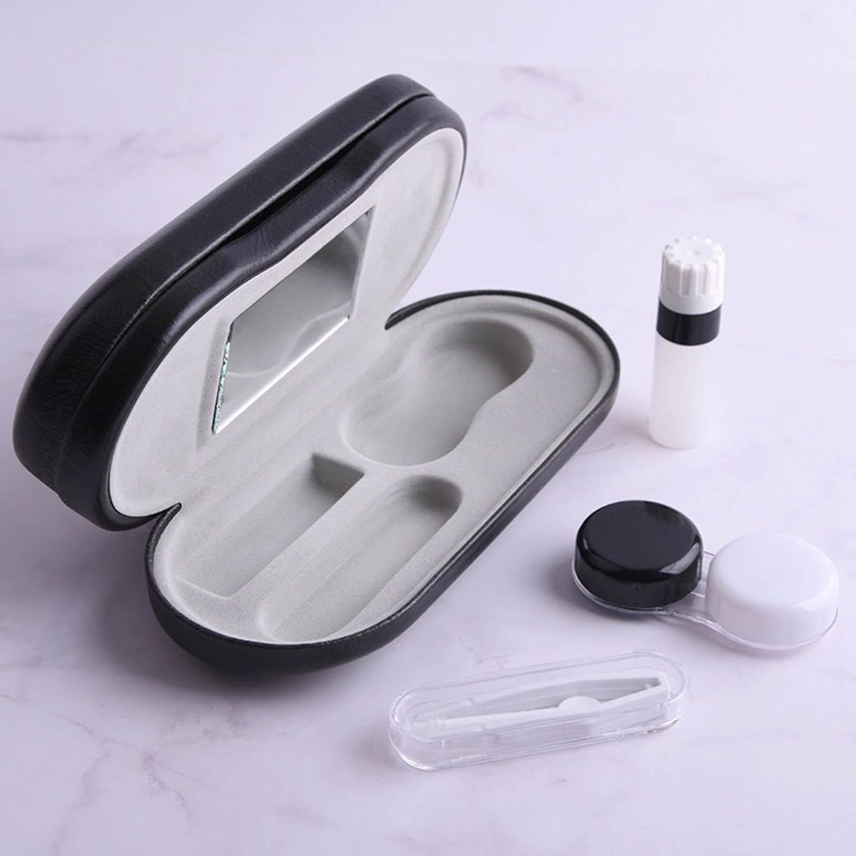 Portable Dual Use Glasses Case For Travel Glasses Black White