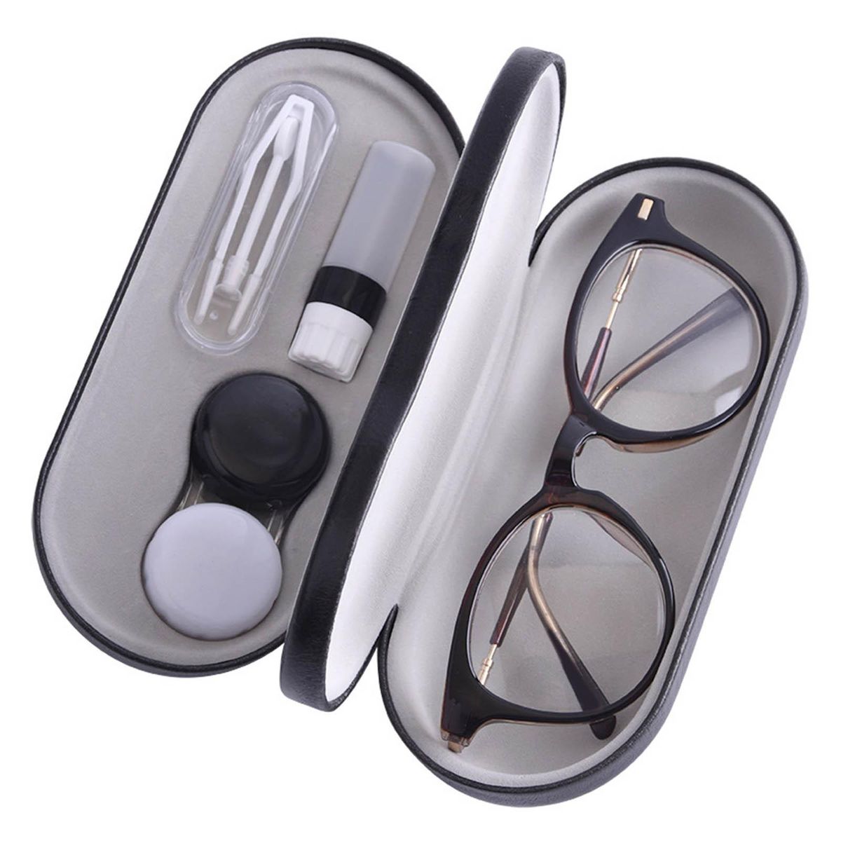 Portable Dual Use Glasses Case For Travel Glasses Black White