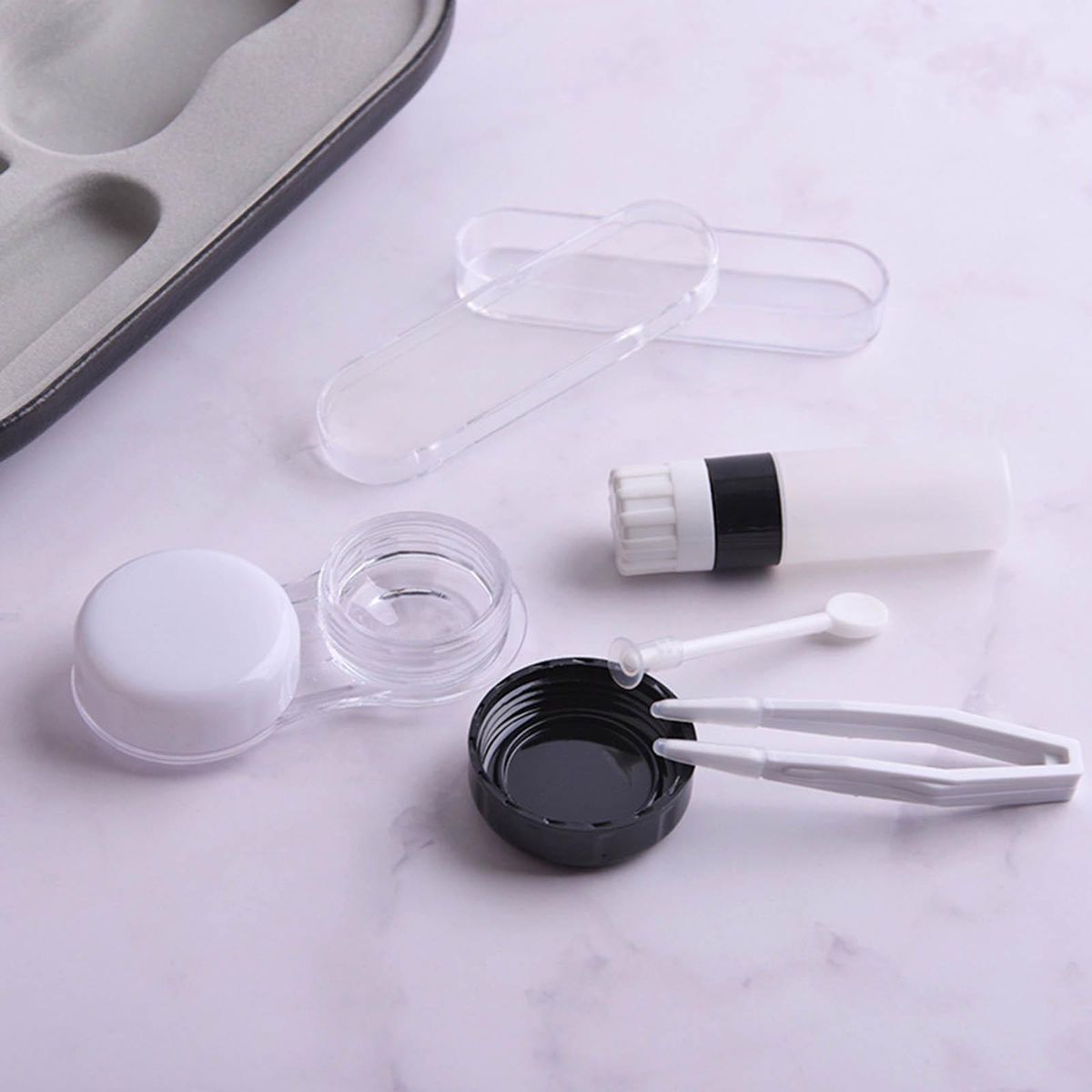 Portable Dual Use Glasses Case For Travel Glasses Black White