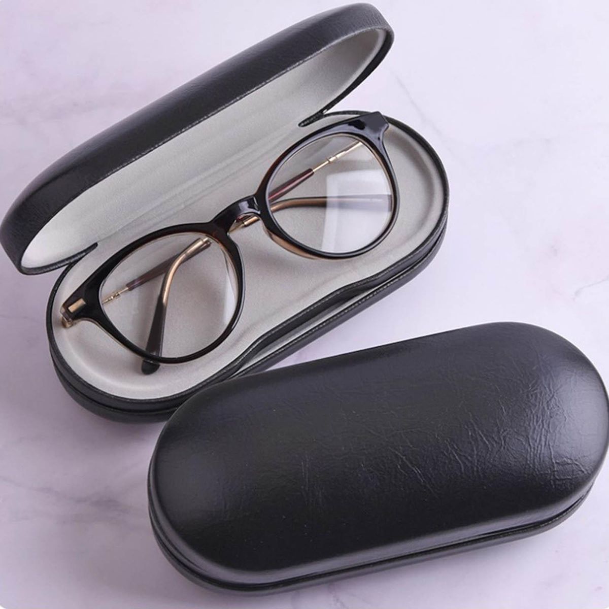 Portable Dual Use Glasses Case For Travel Glasses Black White