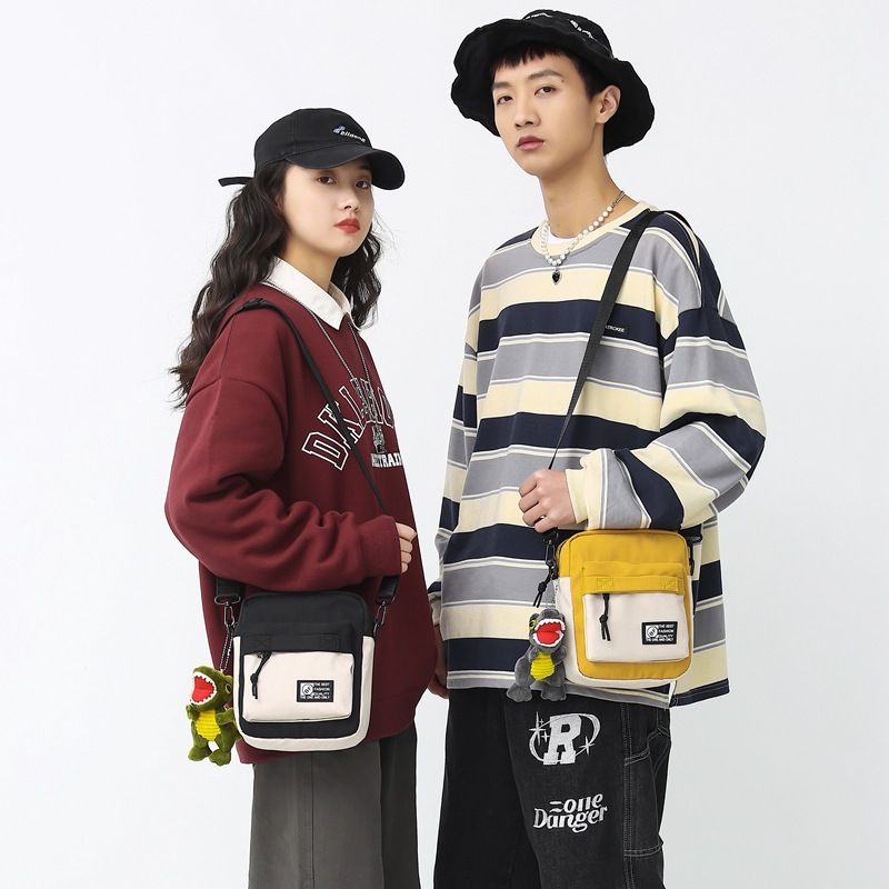 Women Men Canvas Shoulder Messenger Bags Small Korean Cute Fashion Female Crossbody Bag For Girl Boy 2022 Cloth Mini Handbags-