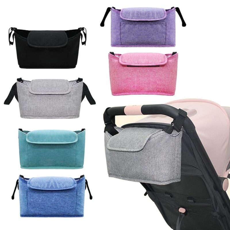 Sac De Rangement Pour Poussette De Bebe, Multi-poches, Impermeable, Porte-gobelet a Couches, Sac De Bouteille Pink