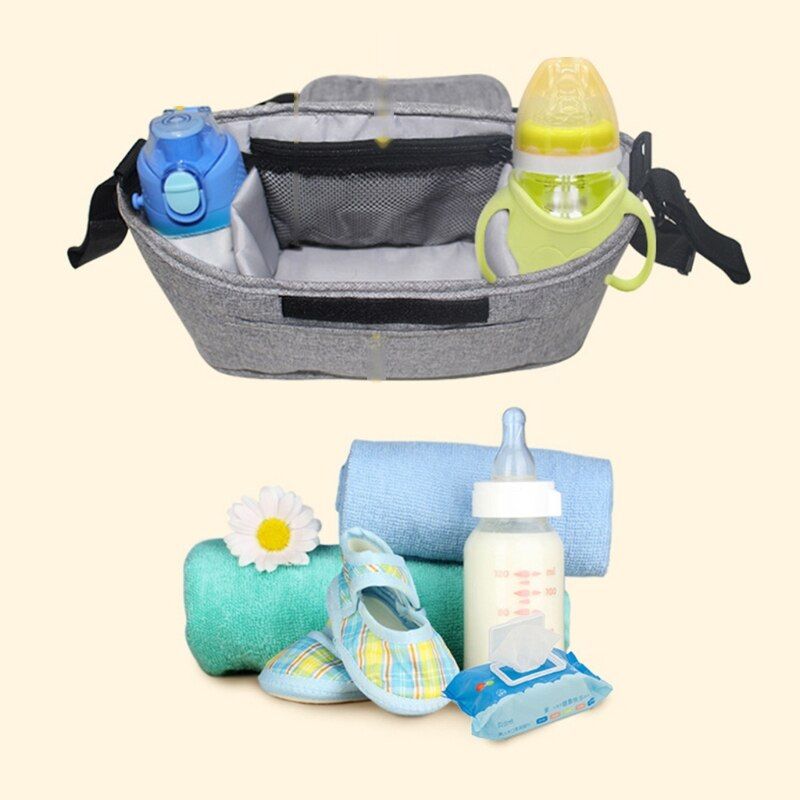 Sac De Rangement Pour Poussette De Bebe, Multi-poches, Impermeable, Porte-gobelet a Couches, Sac De Bouteille Pink