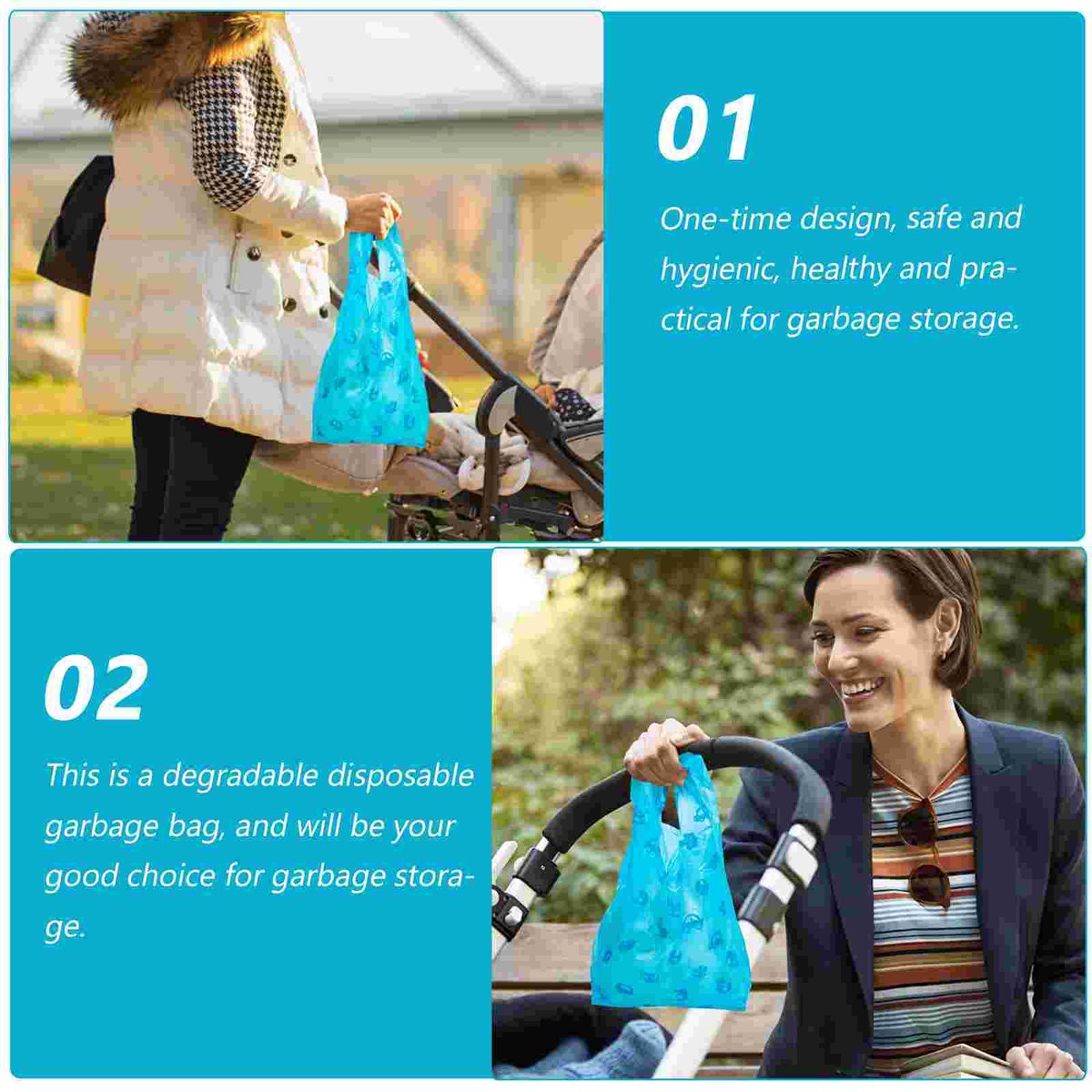 100pcs Vest Trash Bag Disposable Baby Diaper Bags Useful Waste Bags Trash Bags
