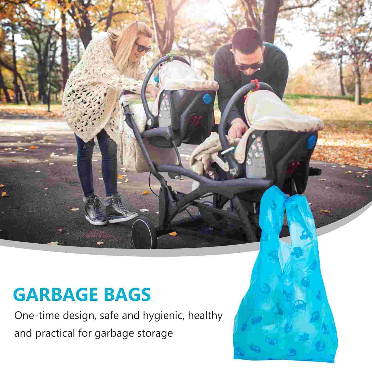 100pcs Vest Trash Bag Disposable Baby Diaper Bags Useful Waste Bags Trash Bags