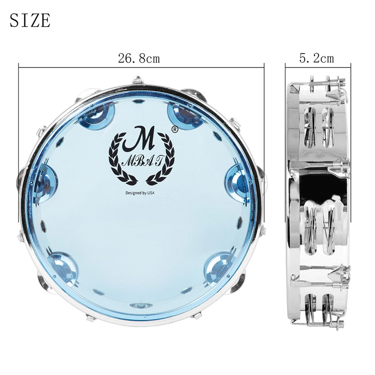 Tambourine Bright Crisp Double Row Capoeira For Kids 10inch Blue