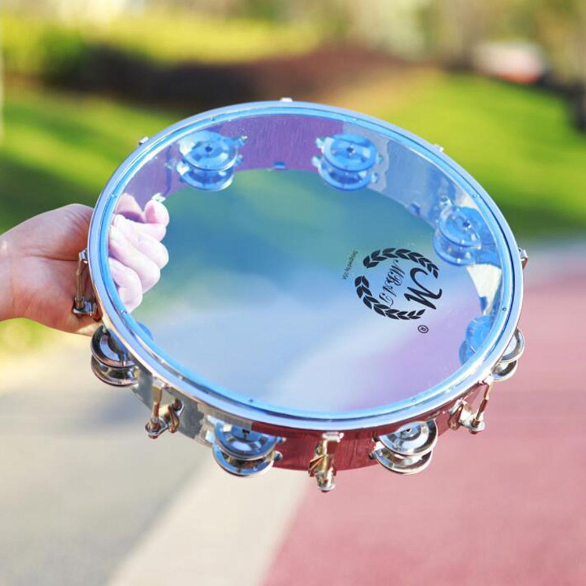 Tambourine Bright Crisp Double Row Capoeira For Kids 10inch Blue