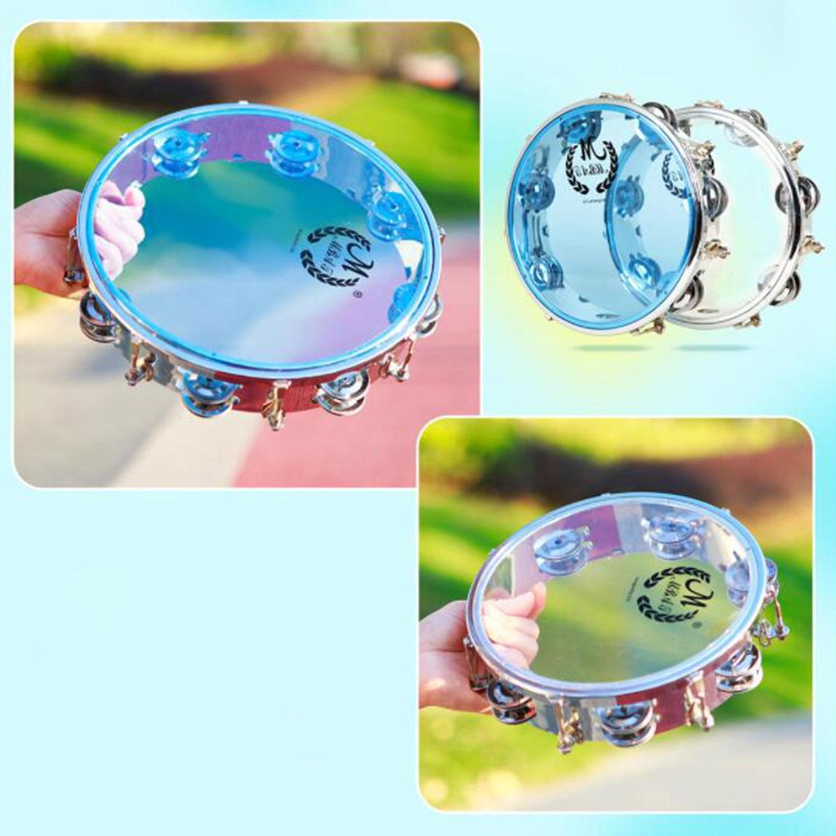 Tambourine Bright Crisp Double Row Capoeira For Kids 10inch Blue
