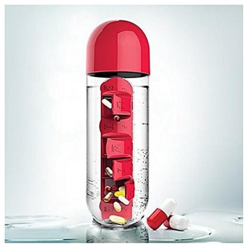 Little Pill & Medicine Vitamin Organizer Water Bottle