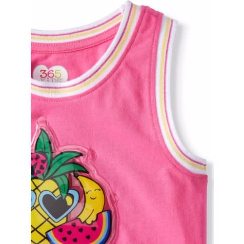 365 Kids Girls Tie Front Graphic Tank Top - Pink