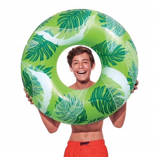 Inflatable Printed Kids Swimming Ring Tube Floater- Green