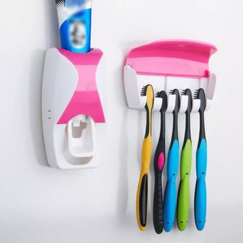 Tooth Paste Dispenser And Toothbrush Holder